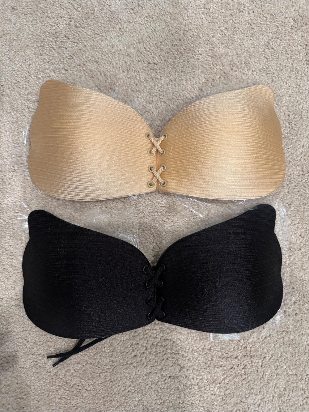 Strapless Adhesive Push-Up Bra - 2 Pack Black and Nude A Cup NWT